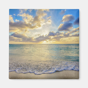 Aimant Coucher du soleil d'Aruba au-dessus de mer mobile