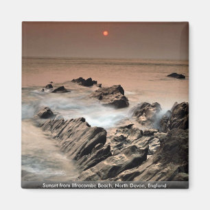 Aimant Coucher du soleil de plage d'Ilfracombe, Devon du