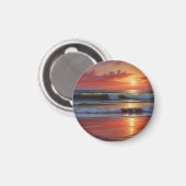 Aimant Coucher Rouge Océan Peinture de paysage marin (Recto/Verso)