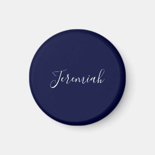 Aimant Couleur bleu marine Calligraphie moderne simple de
