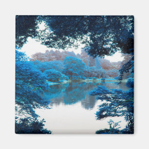 Aimant Couleur bleue affectée cool, nature unique, lac