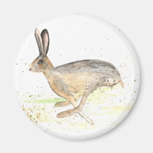 Aimant Couleur d'aquarelle du lièvre (Devant)