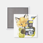 Aimant Couleur d'eau mignonne Fox prendre des photos (Recto/Verso)