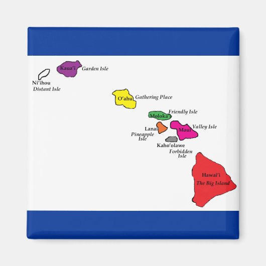 Aimant Couleur des îles Hawaiiennes (Devant)