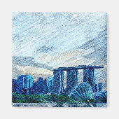 Aimant Couleur des vues de Singapour (Devant)