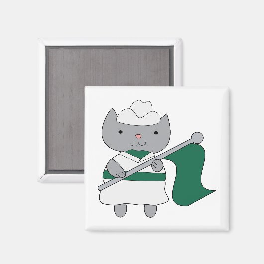 Aimant Couleur Garde Chat Vert et Blanc (Recto/Verso)