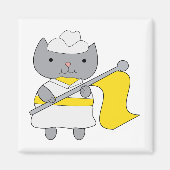 Aimant Couleur Garde Drapeau Équipe Gris Chat Jaune Blanc (Devant)