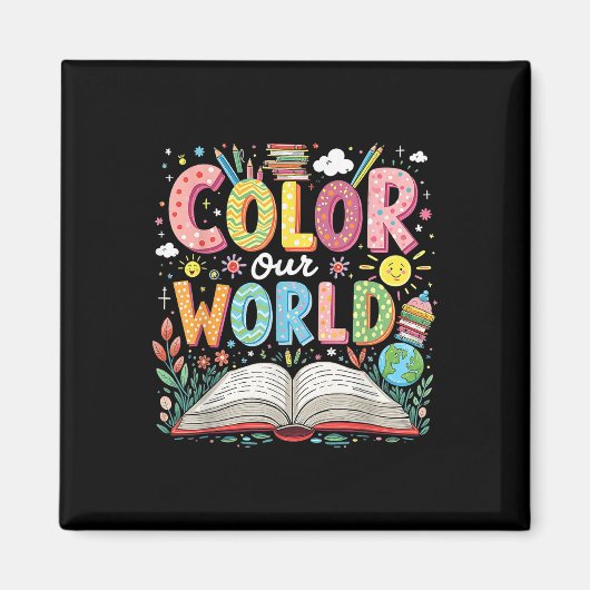 Aimant Couleur Notre Programme Mondial de Lecture du Livr (Devant)