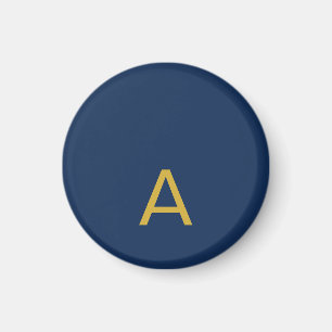 Aimant Couleur Or & Bleu Monogramme Initial Professionnel