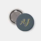 Aimant Couleur Or Charbon Monogramme Initiale Professionn (Recto/Verso)
