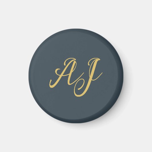 Aimant Couleur Or Charbon Monogramme Initiale Professionn (Devant)
