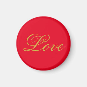 Aimant Couleur or Script Red Love Mariage Calligraphie