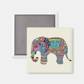 Aimant Couleur vive Mandala Elephant (Recto/Verso)