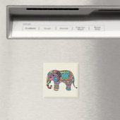 Aimant Couleur vive Mandala Elephant (In Situ (Lave-vaisselle))