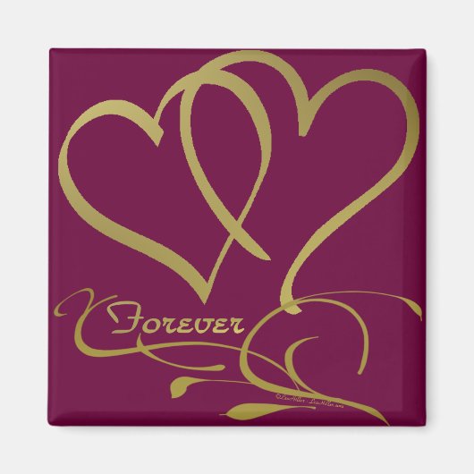 Aimant Couleurs de fond modifiables Forever Hearts Gold (Devant)
