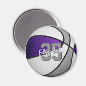 Aimant couleurs de l'équipe de basket-ball violet gris (Recto/Verso)