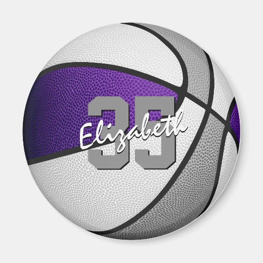 Aimant couleurs de l'équipe de basket-ball violet gris (Devant)