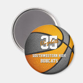 Aimant couleurs de l'équipe de basket de l'école gris ora (Recto/Verso)