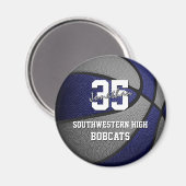 Aimant couleurs de l'équipe de basket gris bleu (Recto/Verso)