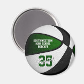 Aimant Couleurs de l'équipe de basket noir vert (Recto/Verso)