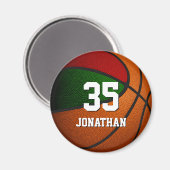 Aimant couleurs de l'équipe de basket rouge vert (Recto/Verso)