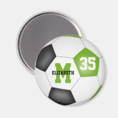 Aimant couleurs de l'équipe de football noir vert citron (Recto/Verso)