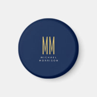Couleurs d'or bleu Monogramme Lettres initiales No