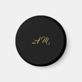 Aimant Couleurs d'or noir Monogramme Calligraphie initial (Devant)