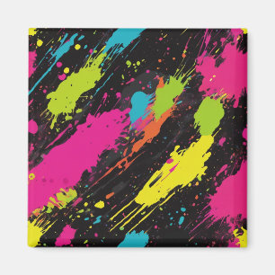Aimant Couleurs néon Retro Paint Splatter
