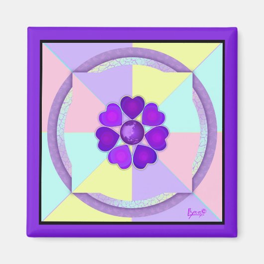 Aimant Couleurs pastel & coeurs violets battre (Devant)