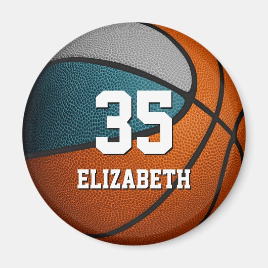 Aimant Couleurs turquoises de l'équipe de basket-ball gri (Devant)