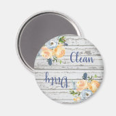 Aimant Country Clean Dirty Floral Bois Lave-vaisselle (Recto/Verso)