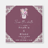 Aimant Country Lace Mason Jar Burgundy Enregistrer la dat (Devant)