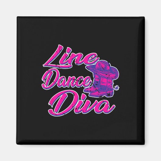 Aimant Country Line Dancer Diva Femmes Cadeau Line Danser (Devant)