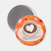 Aimant Coupe de café avec coeur (Recto/Verso)
