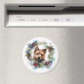 Aimant Coupe de la fête de la couronne de Noël Terrier au (In Situ (Lave-vaisselle))