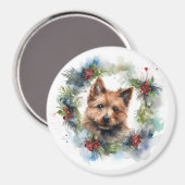 Aimant Coupe de la fête de la couronne de Noël Terrier au (Recto/Verso)