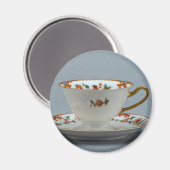 Aimant Coupe et soucoupe avec fleurs colorées dessus. (Recto/Verso)