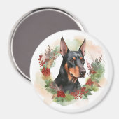 Aimant Coupe festive Doberman Christmas Wreath (Recto/Verso)
