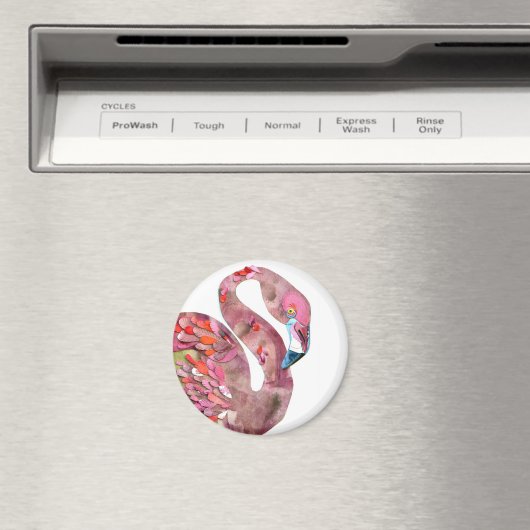 Aimant Coupe FLAMANT ROSE aquarelle (In Situ (Lave-vaisselle))