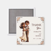 Aimant couple Brown jeunes mariés dansant faveurs de mari (Recto/Verso)