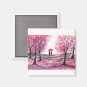 Aimant Couple d'amour de mariage rustique arbre de fleurs (Recto/Verso)