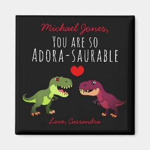 Aimant Couple de dinosaures noir amusant Valentines Jour 