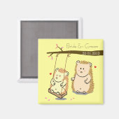 Aimant Couple de hérissons mignons au balancement d'arbre (Recto/Verso)