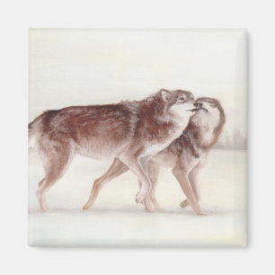 Aimant Couple de loup marchant