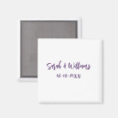 Aimant couple de mariages. Nom date violet simple mo mini (Recto/Verso)