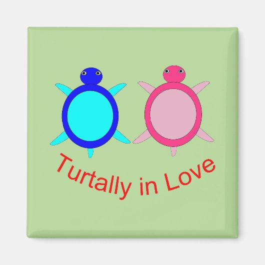 Aimant Couple de tortue mignonne (Devant)