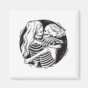 Aimant Couple lesbien Fierté Lgbtq Squelettes S'embrassan