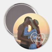 Aimant Couple Love Heart Photo Names (Recto/Verso)