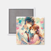 Aimant Couple mignonne Anime en amour (Recto/Verso)